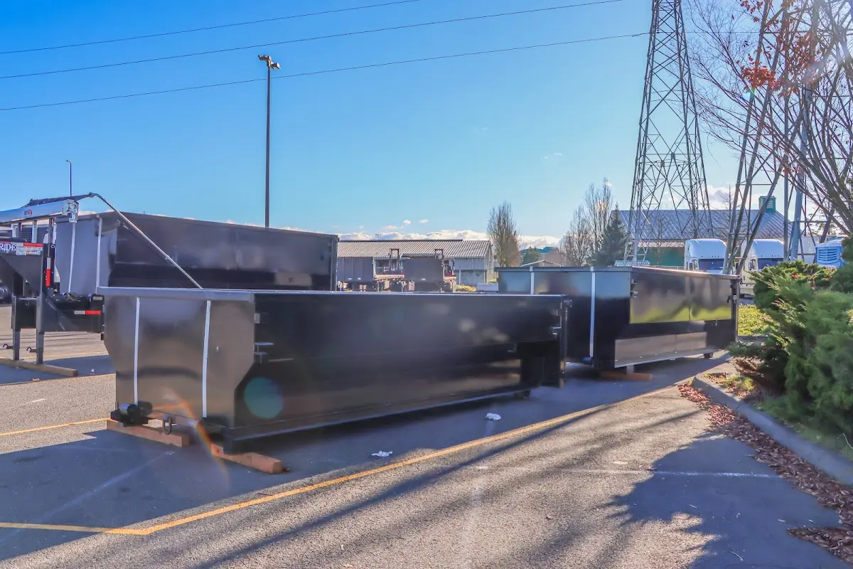 Roll-off dumpster ready for waste disposal at job site for 3 Yard Dumpster Rental in New Britain